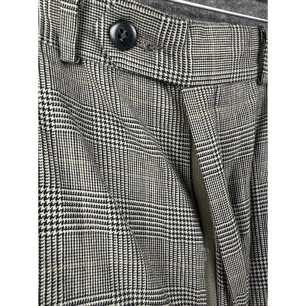 Vintage Polo University Ralph Lauren Pant Men 38x29 Plaid Windowpane Cuffed Wool